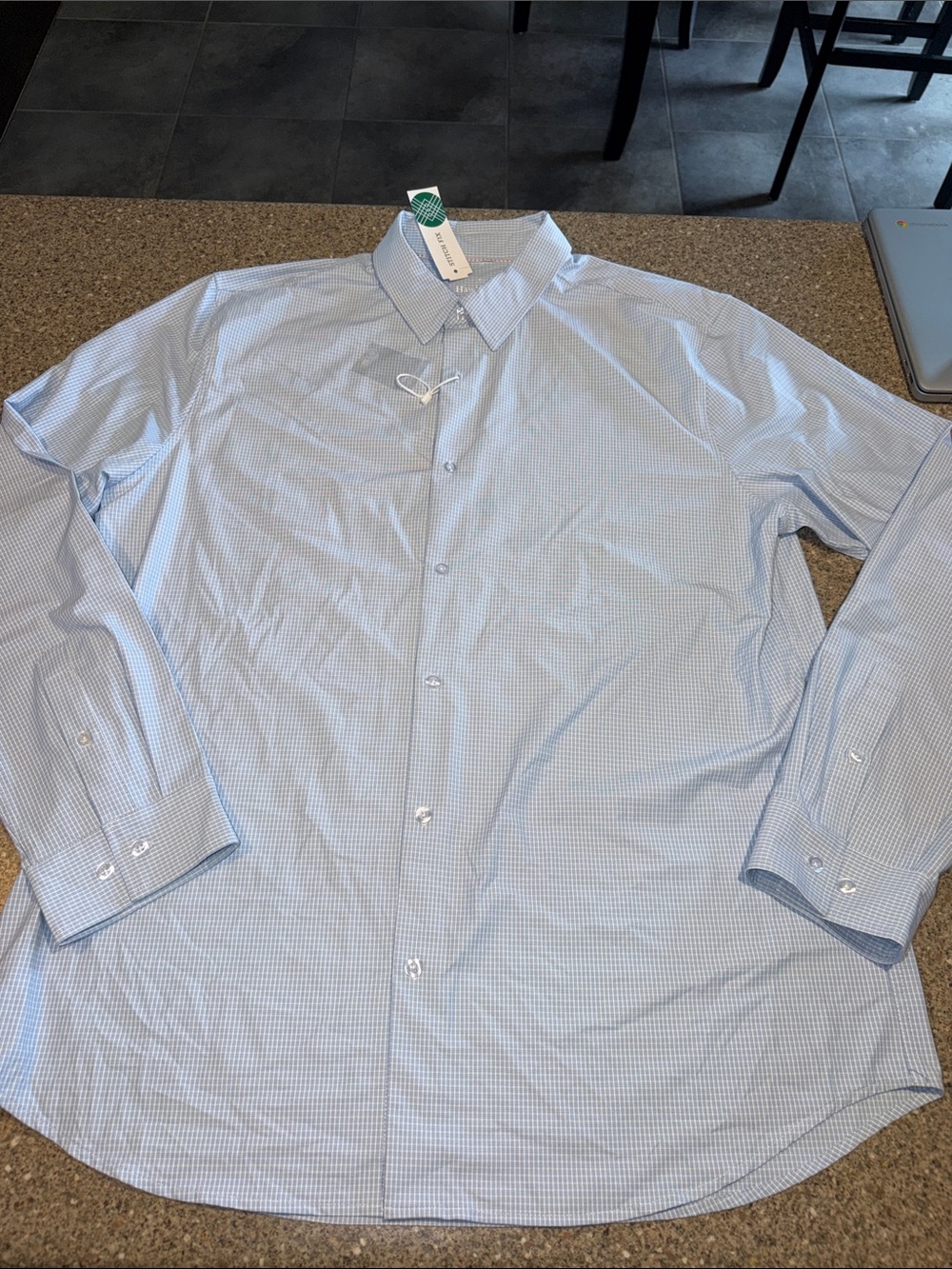 Hawker Rye Men's Light Blue Micro-Check Button-Down Shirt